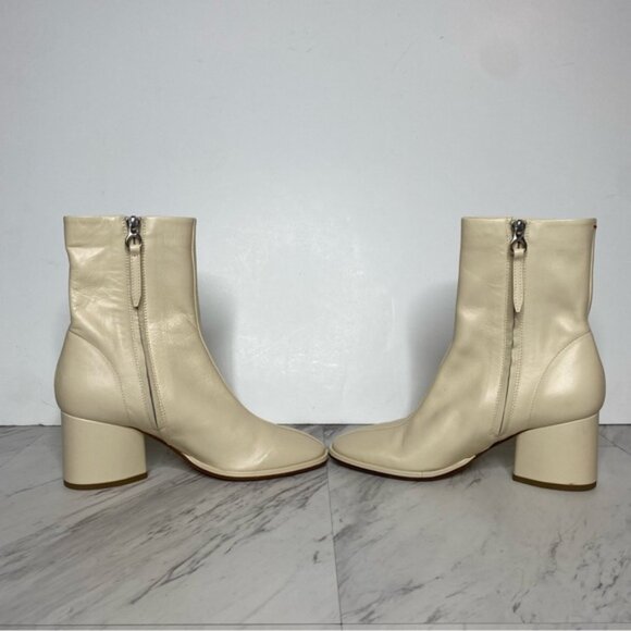 Aeyde Creamy Leather Heeled Bootie 37 / 7 - Picture 6 of 14